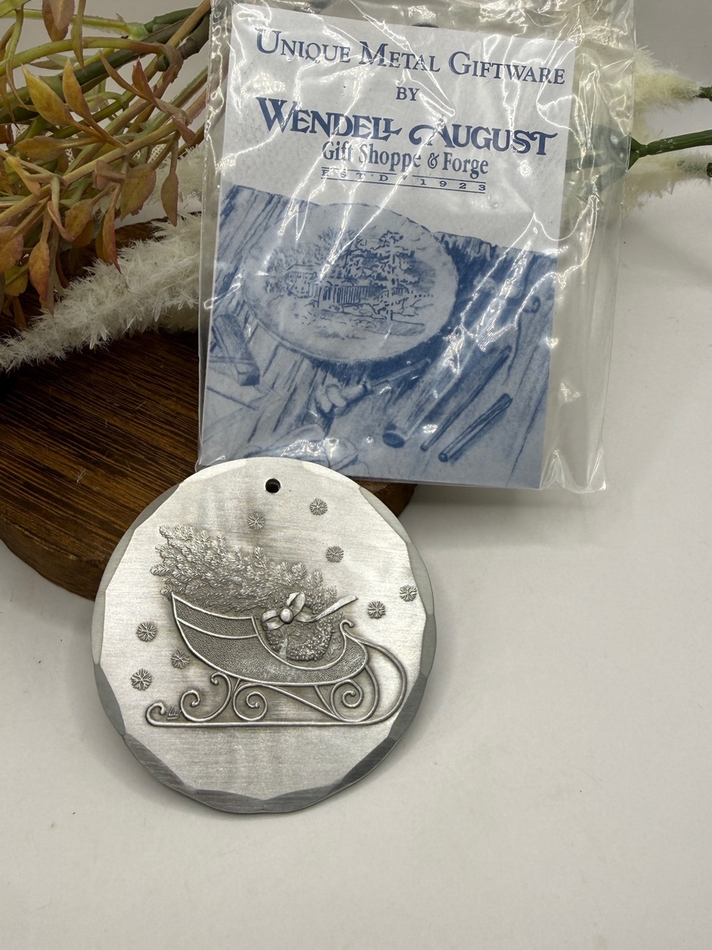 Vtg 1987 Wendell August
Forge Hand Forged
Aluminum Christmas Sleigh
Ornament